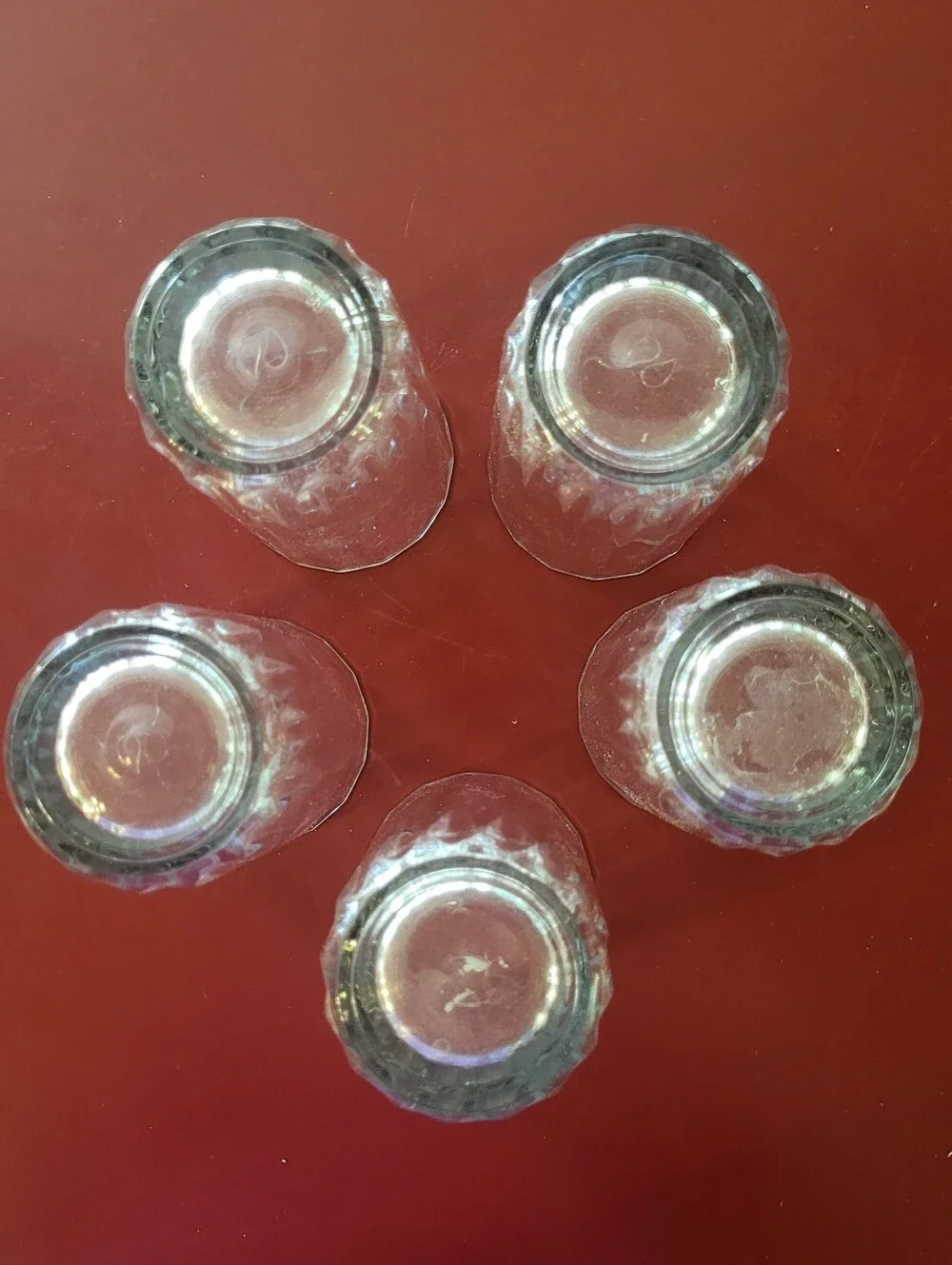 Set Of 5 Ribbed Water Glasses Approximately 6 Inches Tall Glass Vintage